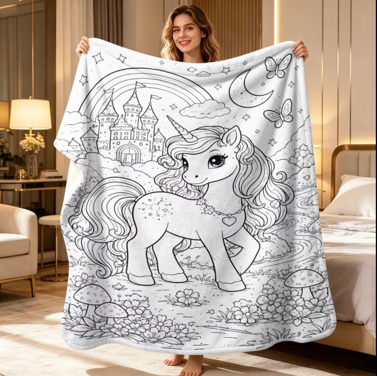 unircorn coloring blanket