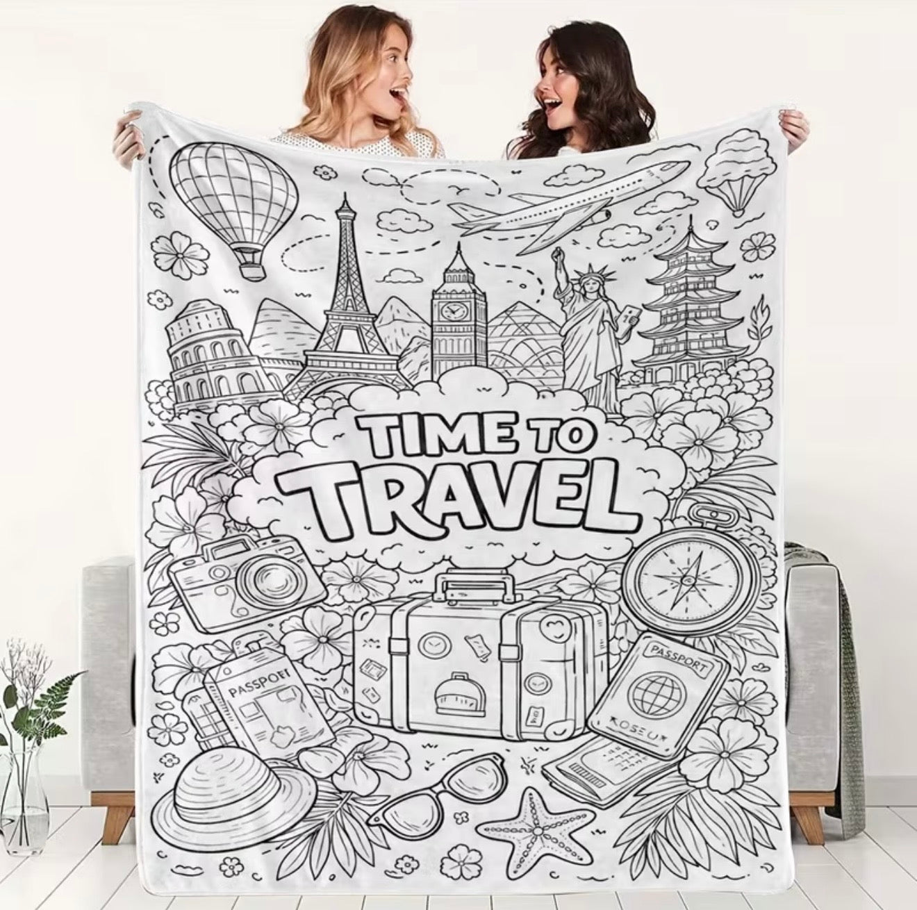 travel coloring blanket