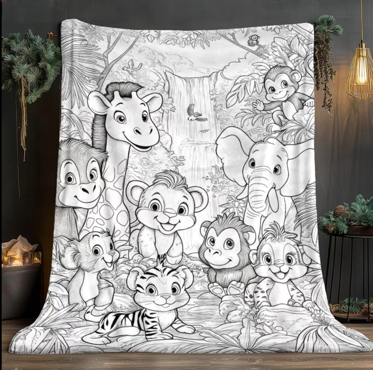 safari jungle blanket for coloring 