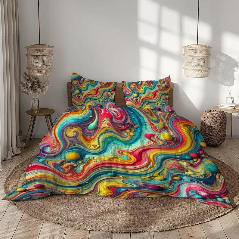 Psychedelic quilt cover bedding