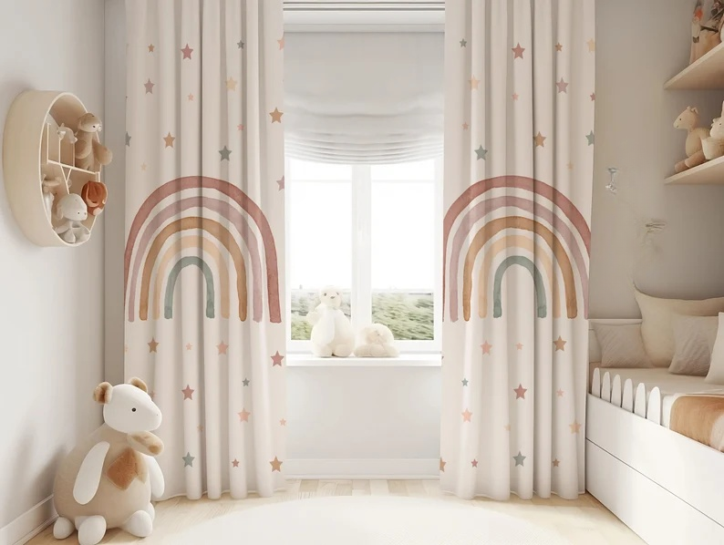 Pink Rainbow Blackout Curtains for Kids & Girls Rooms