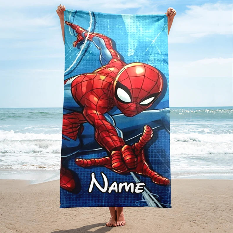 Disney Marvel Spiderman Beach Towel - Custom Superhero Towel For Kids & Teens