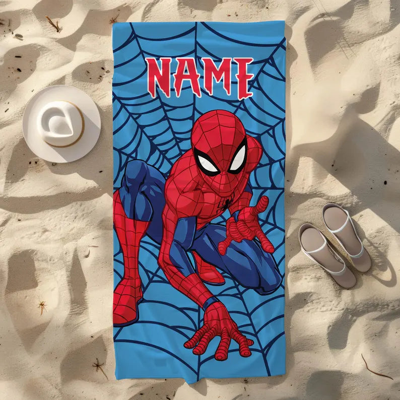 Disney Marvel Spiderman Beach Towel - Custom Superhero Towel For Kids & Teens