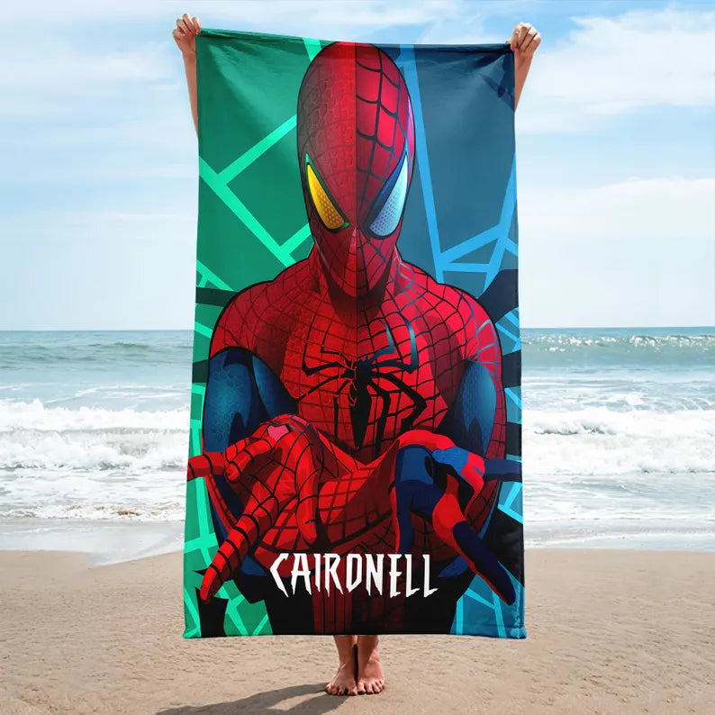 Disney Marvel Spiderman Beach Towel - Custom Superhero Towel For Kids & Teens