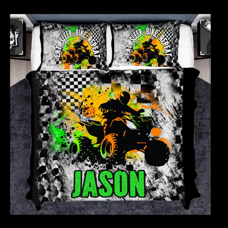 Quad Bike Personalized Doona Cover Set – Custom ATV Bedding for Kids, Teens & Adventure Lovers