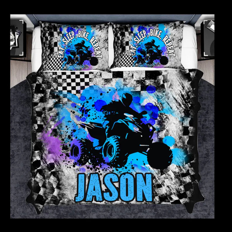Quad Bike Personalized Doona Cover Set – Custom ATV Bedding for Kids, Teens & Adventure Lovers
