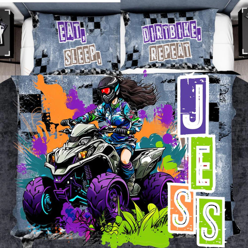 Quad Bike Personalized Doona Cover Set – Custom ATV Bedding for Kids, Teens & Adventure Lovers