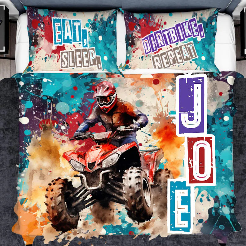 Quad Bike Personalized Doona Cover Set – Custom ATV Bedding for Kids, Teens &amp; Adventure Lovers