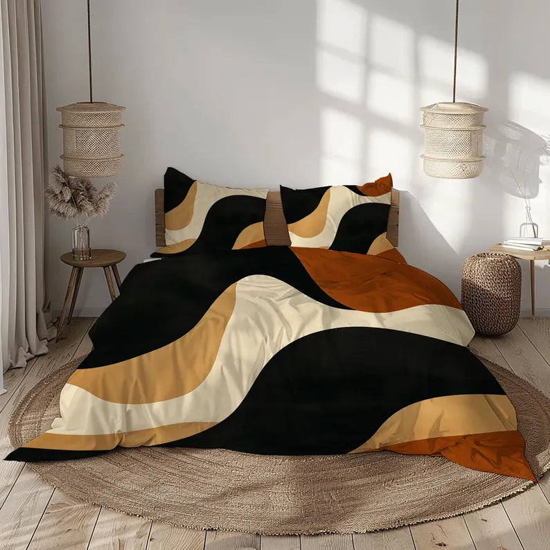 Vintage 70’s Bedding Set – Retro Pattern Duvet Cover & Pillow Cases | Mid-Century Style