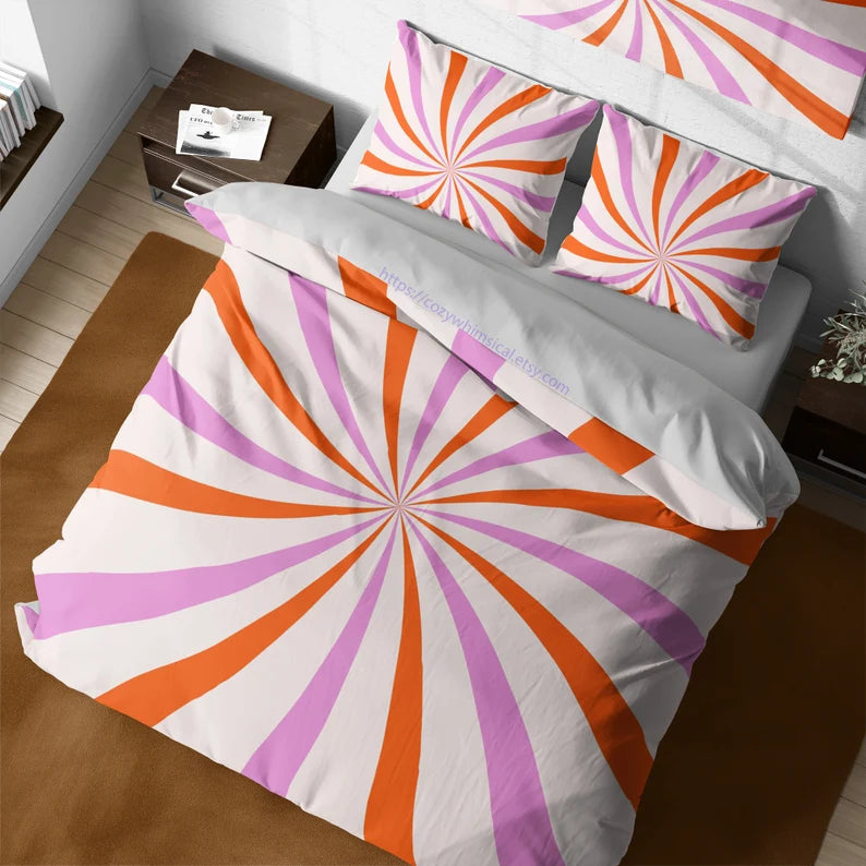 Vintage 70’s Bedding Set – Retro Pattern Duvet Cover & Pillow Cases | Mid-Century Style