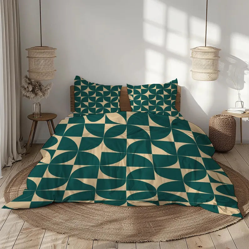 Vintage 70’s Bedding Set – Retro Pattern Duvet Cover & Pillow Cases | Mid-Century Style