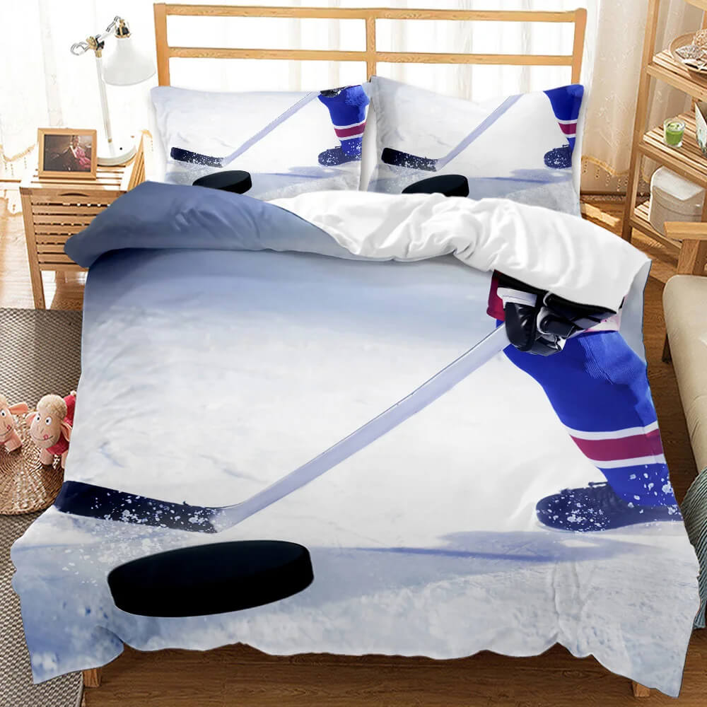 Cool Sports Bedding Set with Ice Hockey Pattern
