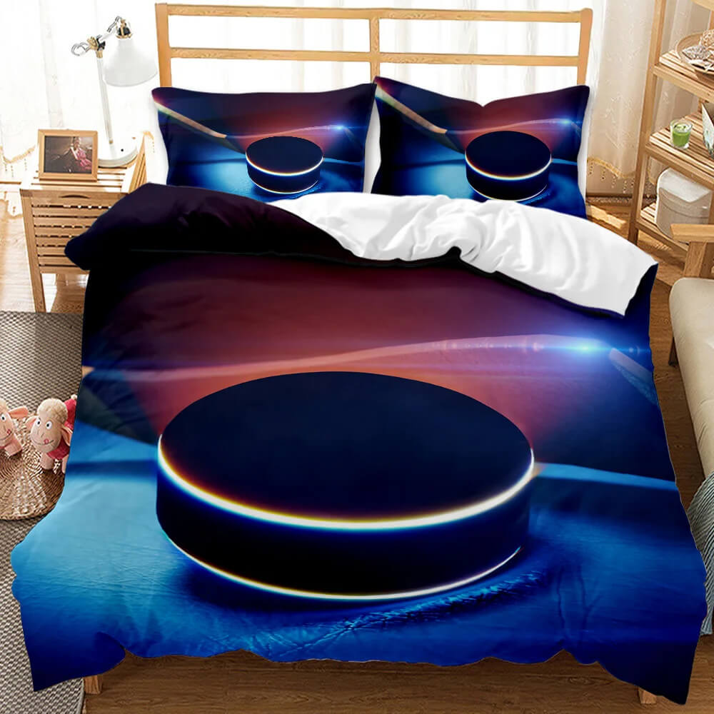 Hockey Stick and Puck Printed Duvet Cover