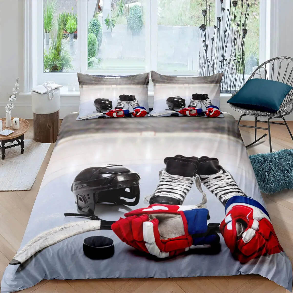Ice Hockey Player Design Quilt Cover for Children