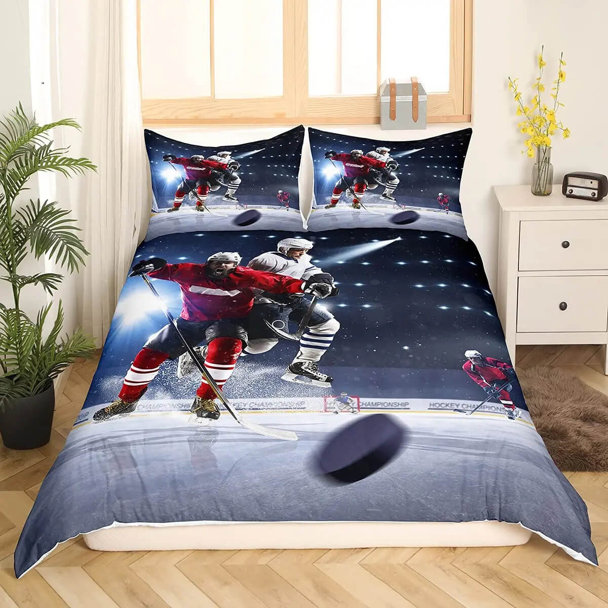 Winter Sports Ice Hockey Quilt Set for Kids