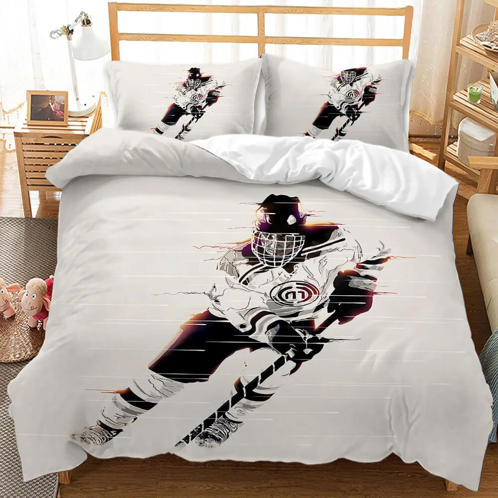 Ice Hockey Game Print Bedding Set for Teens