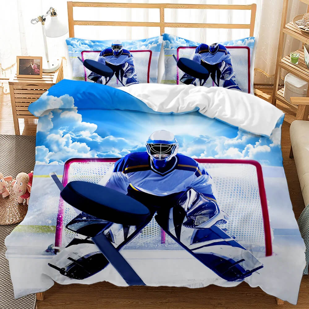 Soft Microfiber Ice Hockey Duvet Cover Set