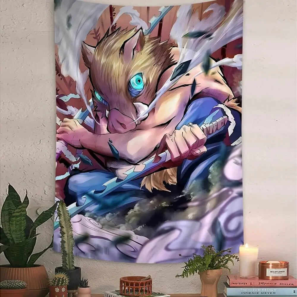 Inosuke Hashibira Demon Slayer Fabric Banner

Wild Boar Mask Anime Wall Hanging

Inosuke Wall Poster for Otaku Room Decor

Fabric Wall Art Inosuke Dual Blade Pose

Bold Anime Print Banner for Bedrooms