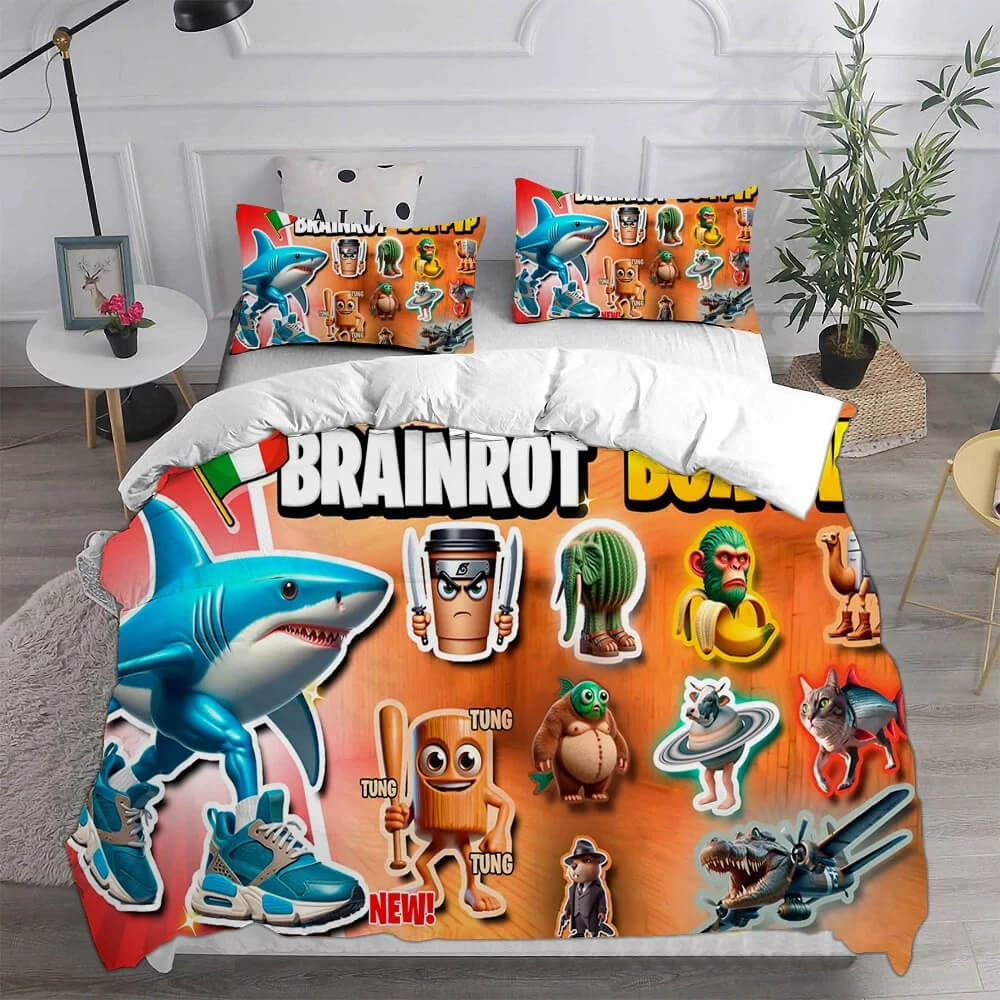 Funny viral Tung Tung Sahur bedding set