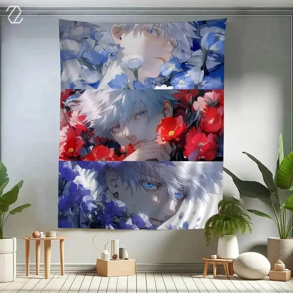 Gojo Satoru Anime Flag Wall Tapestry for Outdoor Use