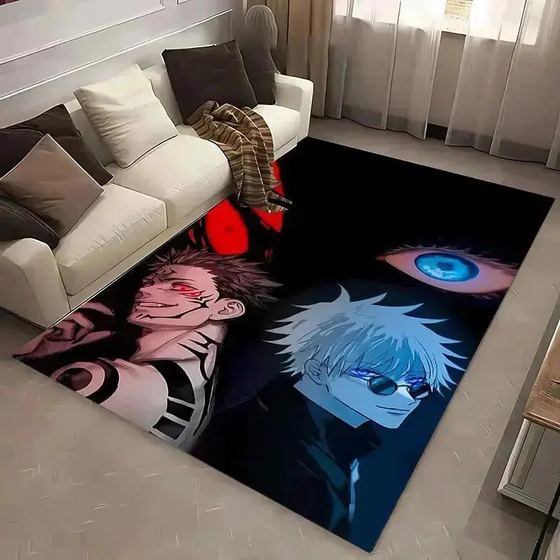 Vibrant anime mat featuring Gojo and Itadori in bold colors