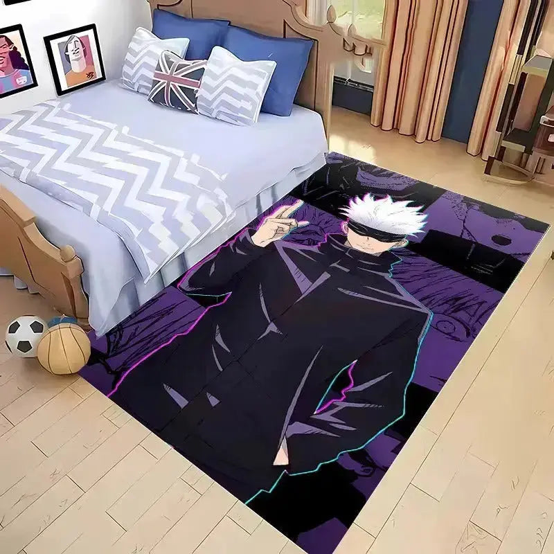 Decorative Jujutsu Kaisen rug featuring Gojo and Itadori