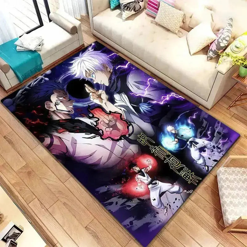 Teen bedroom rug featuring Jujutsu Kaisen’s Gojo and Itadori