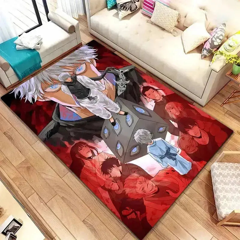 Anime dorm rug featuring Gojo and Itadori for students