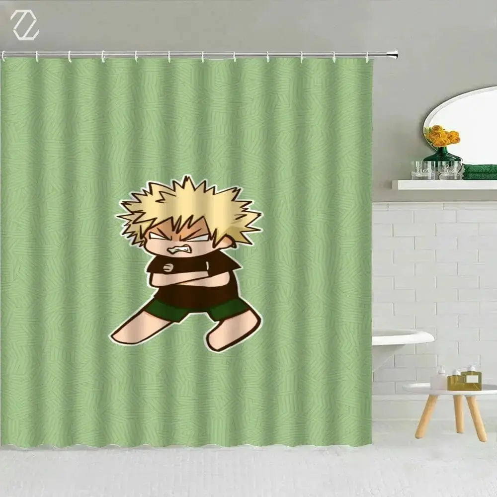 Katsuki Bakugo anime 3D shower curtain for My Hero Academia fans