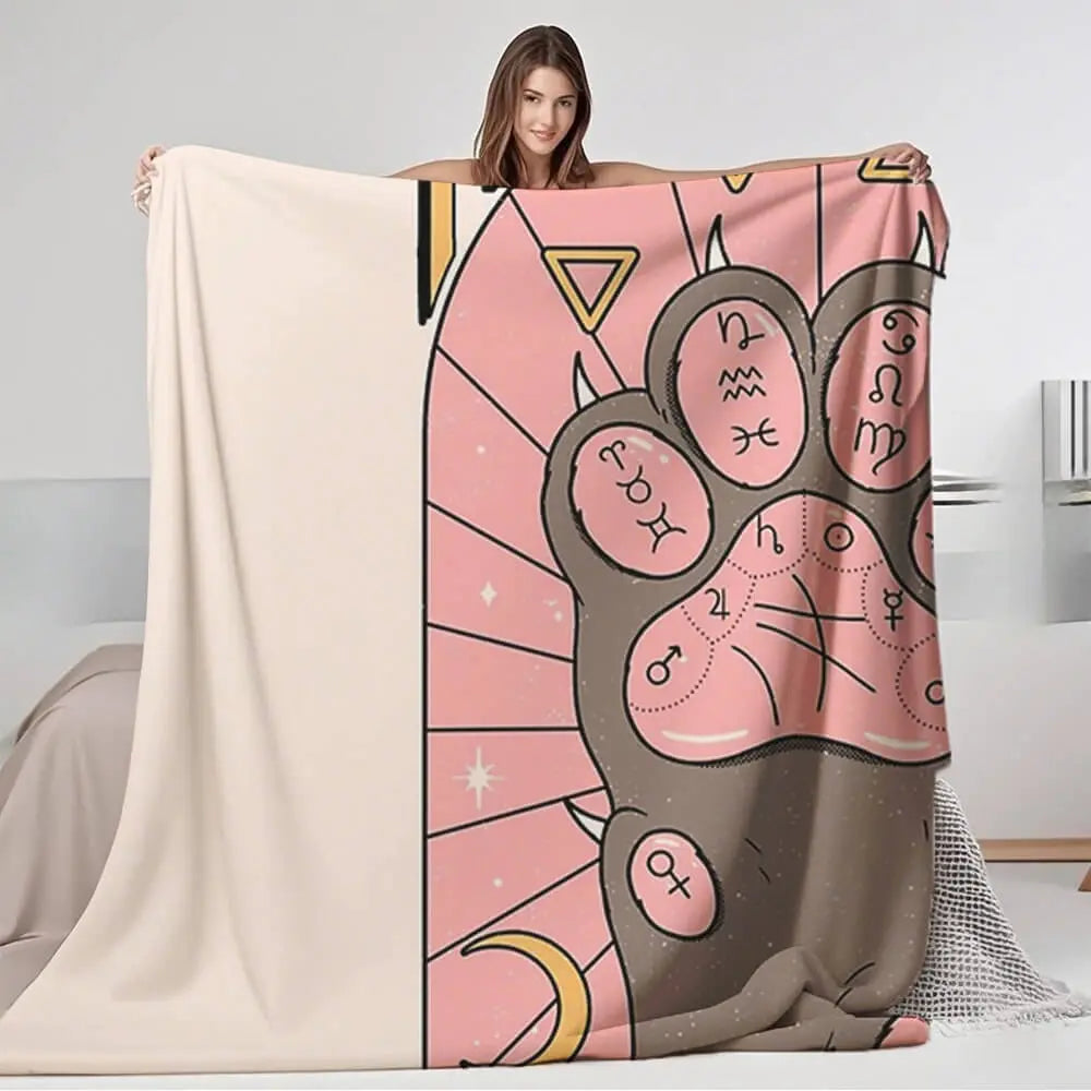 Kawaii Cat Paw Throw Blanket