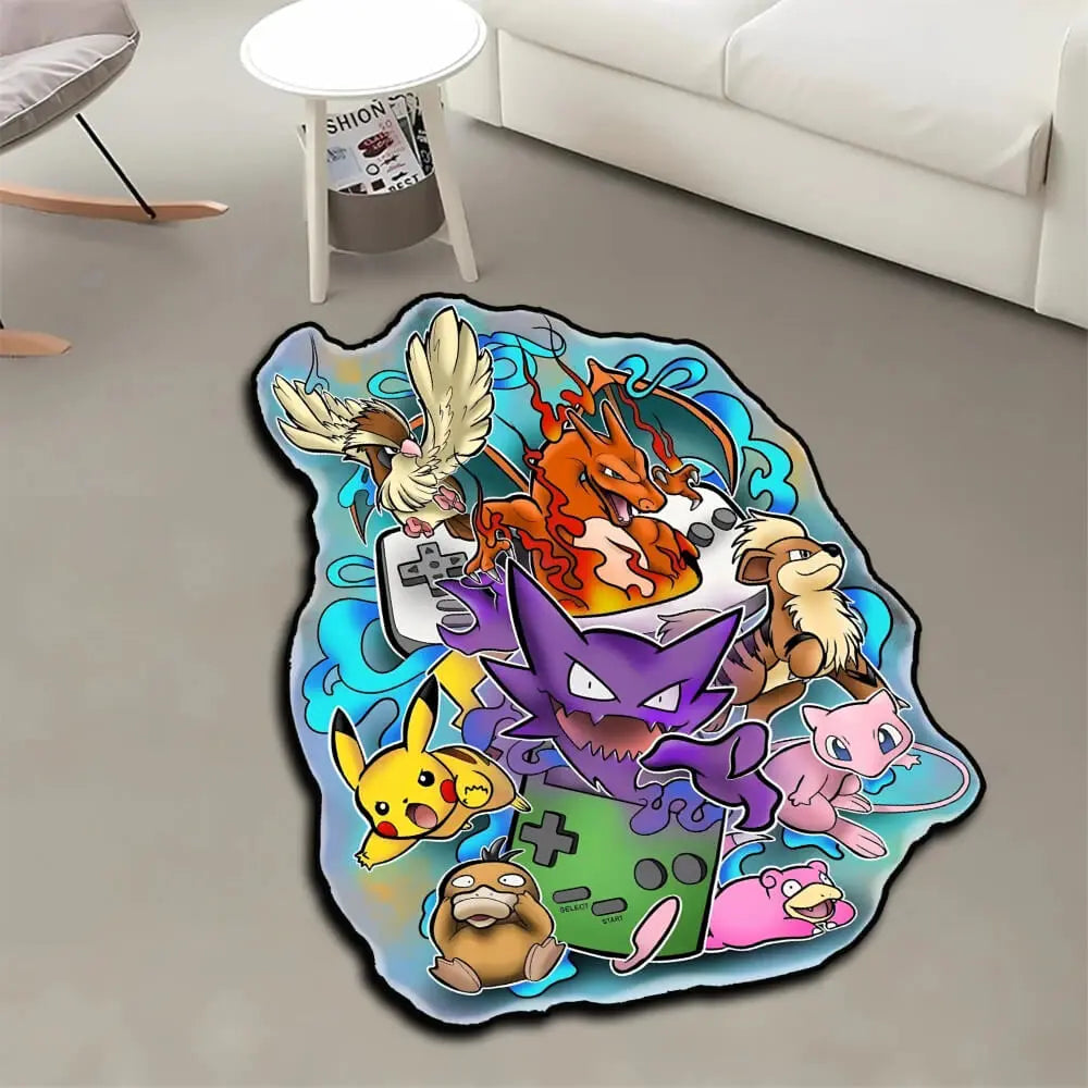 Kawaii Pokémon Gengar, Mewtwo & Psyduck Irregular Rug Perfect Birthday Gift