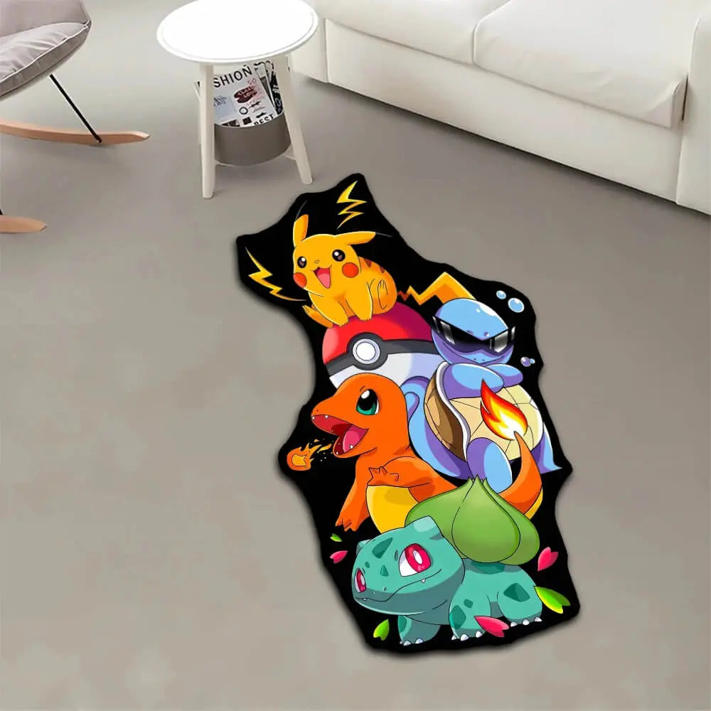 Kawaii Pokémon Pikachu Pokeball & Squirtle Irregular Carpet for Anime Lovers