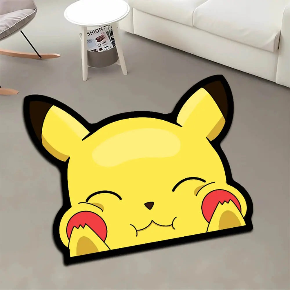 Cute Cartoon Pokémon Pikachu Carpet with Unique Irregular Shape