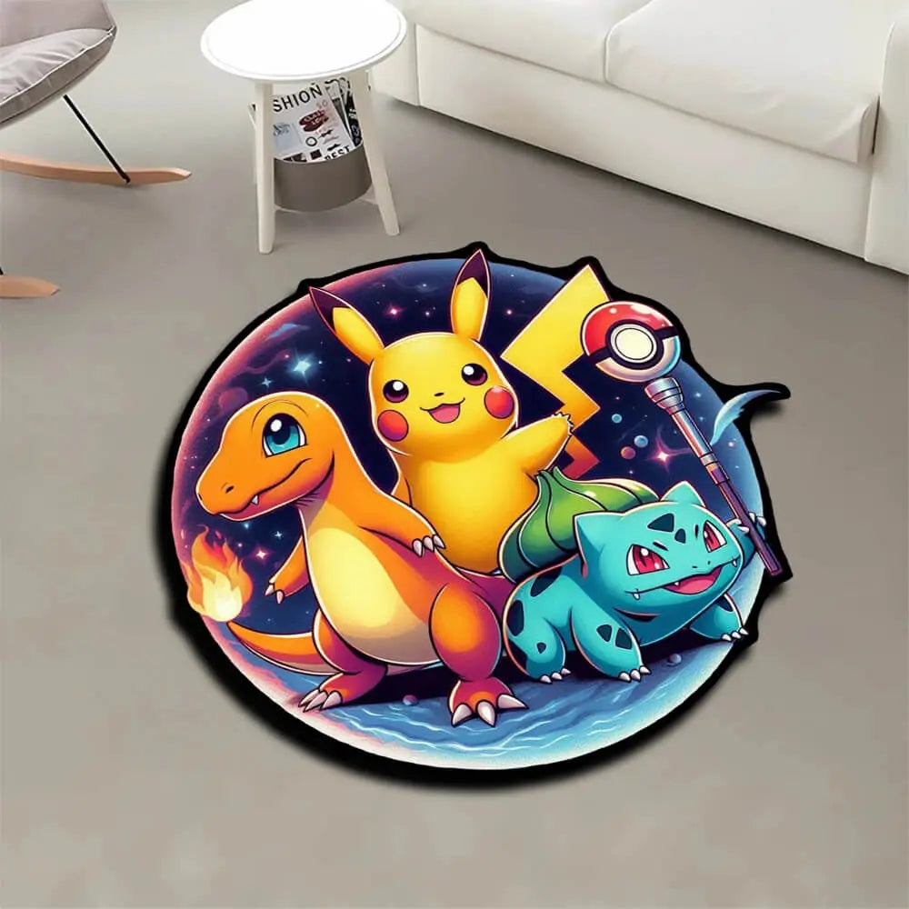 Kawaii Pokémon Pokeball Pikachu Anime Irregular Carpet for Kids Room Decor