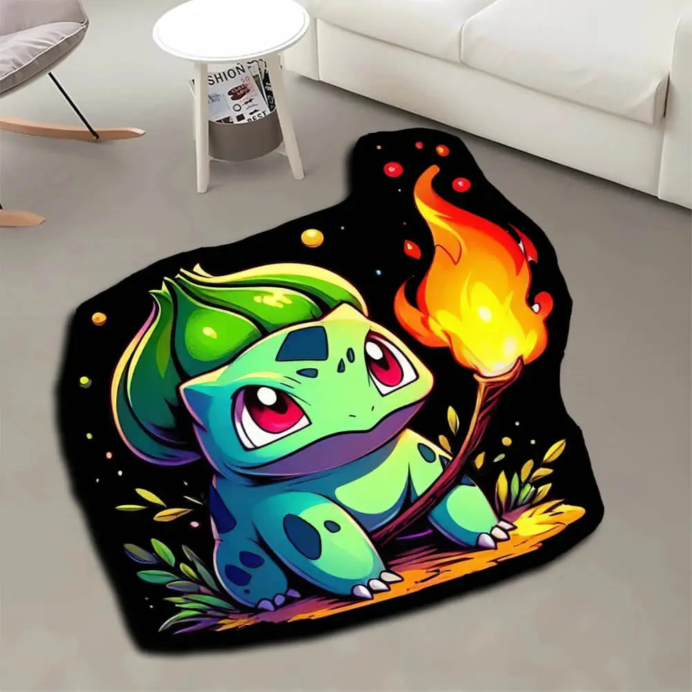 Cute Irregular Pokémon Bulbasaur Carpet for Nursery and Play Area