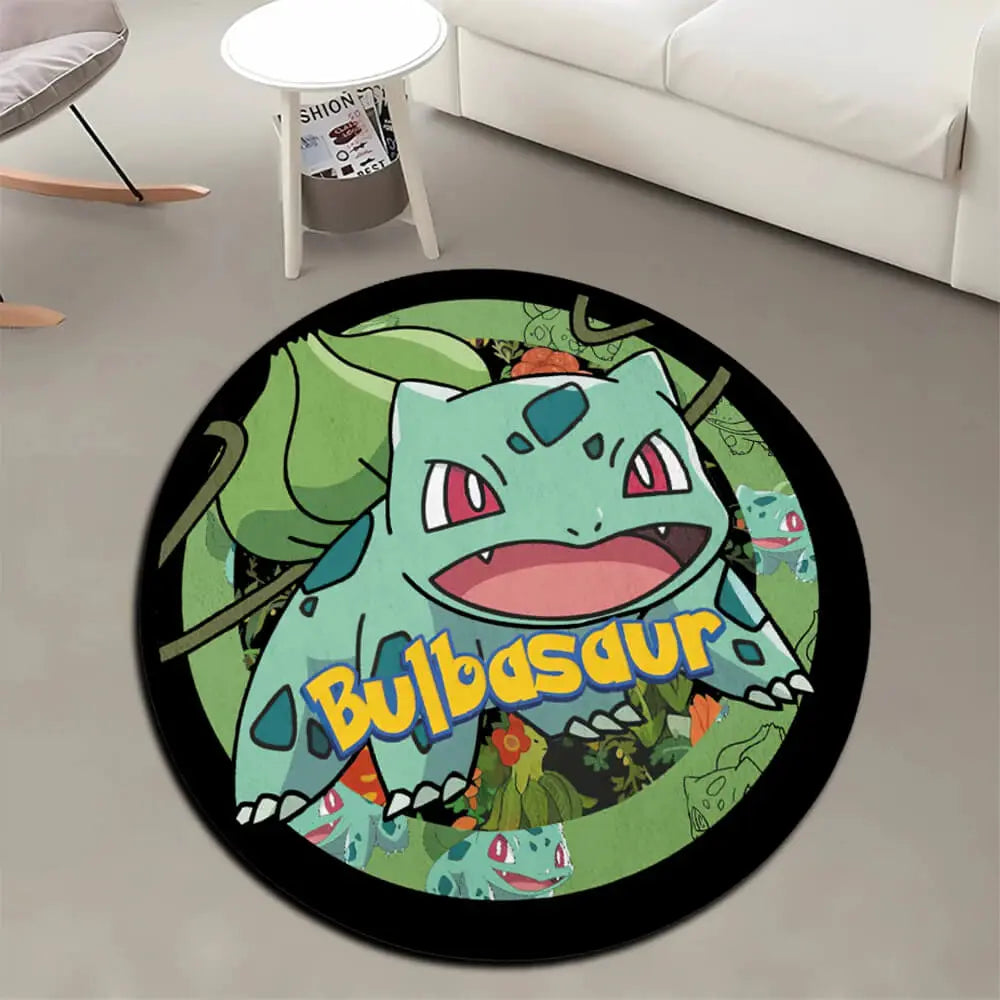 Cute Pokémon Bulbasaur Character Carpet with Irregular Shape for Home