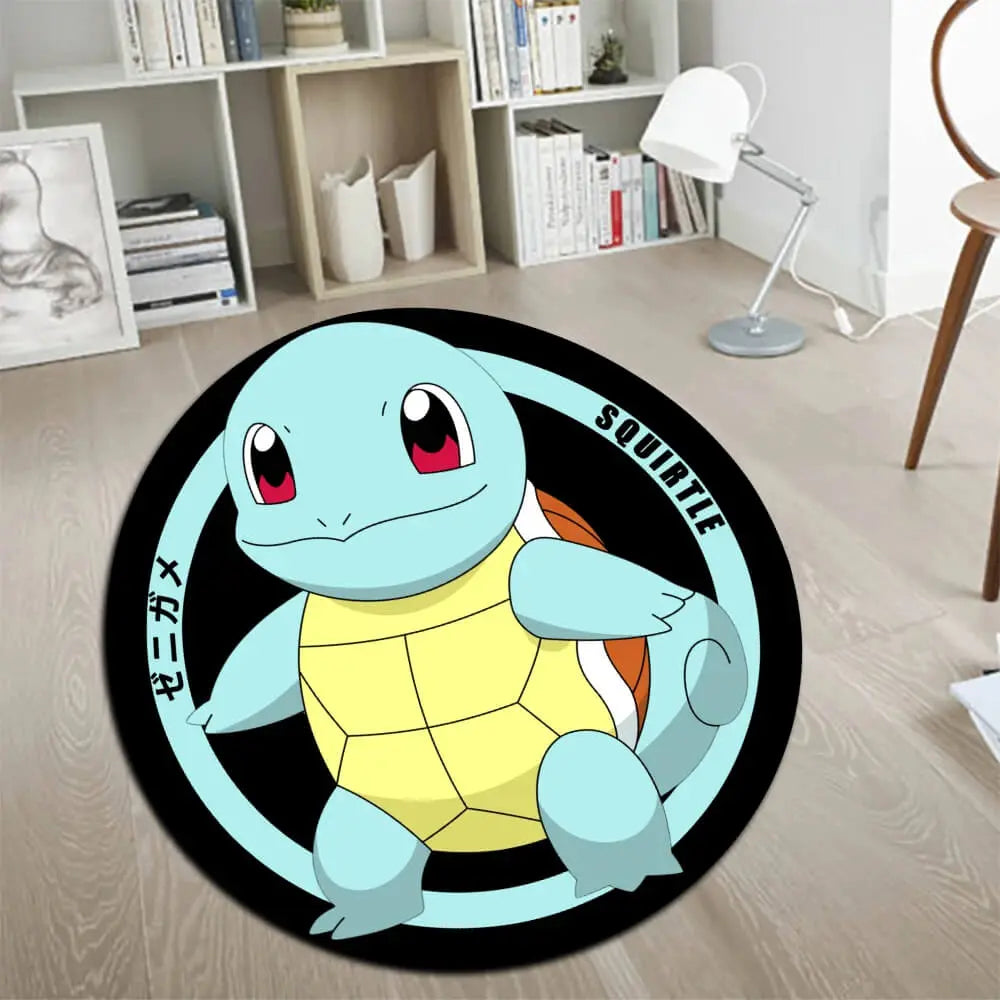 Kawaii Pokémon Squirtle Anime Irregular Floor Mat for Kids Bedroom Decor