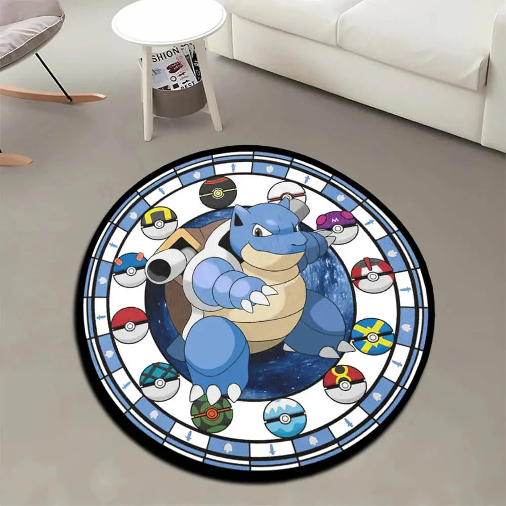Cozy Kawaii Pokémon Blastoise Anime Irregular Floor Mat for Home Decor