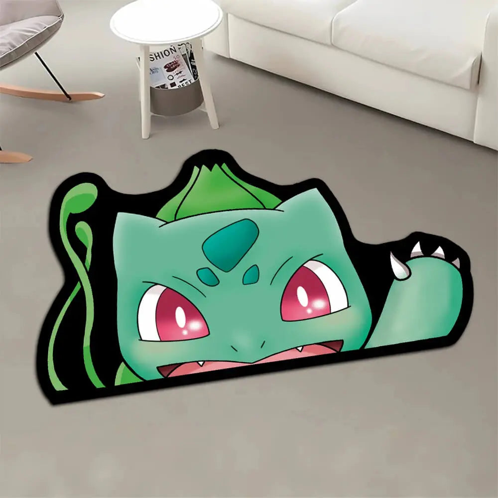 Soft Flannel Kawaii Pokémon Bulbasaur Rug with Fun Character Design