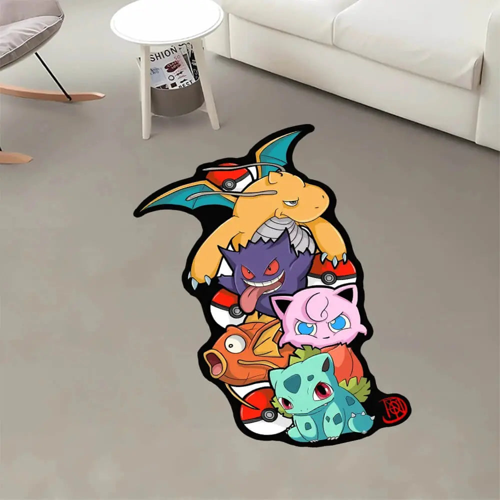 Soft Pokémon Jigglypuff Character Rug with Vibrant Cartoon Print