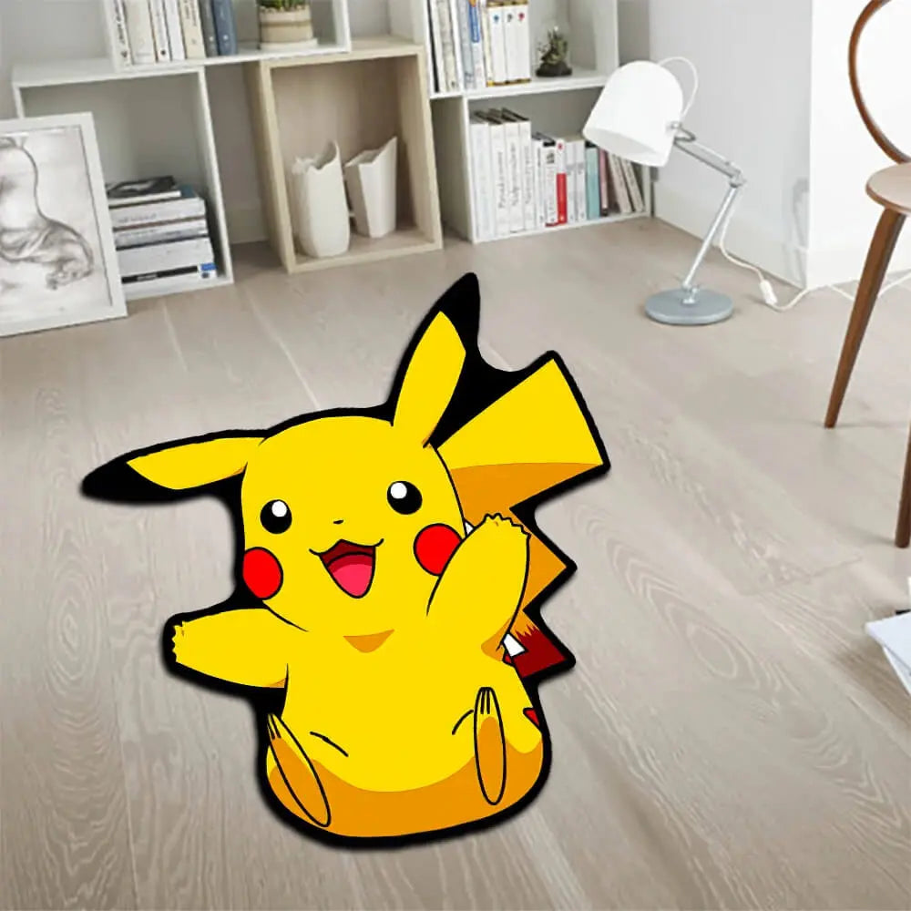 Kawaii Pokémon Pikachu Anime Irregular Rug for Kids Room Decor