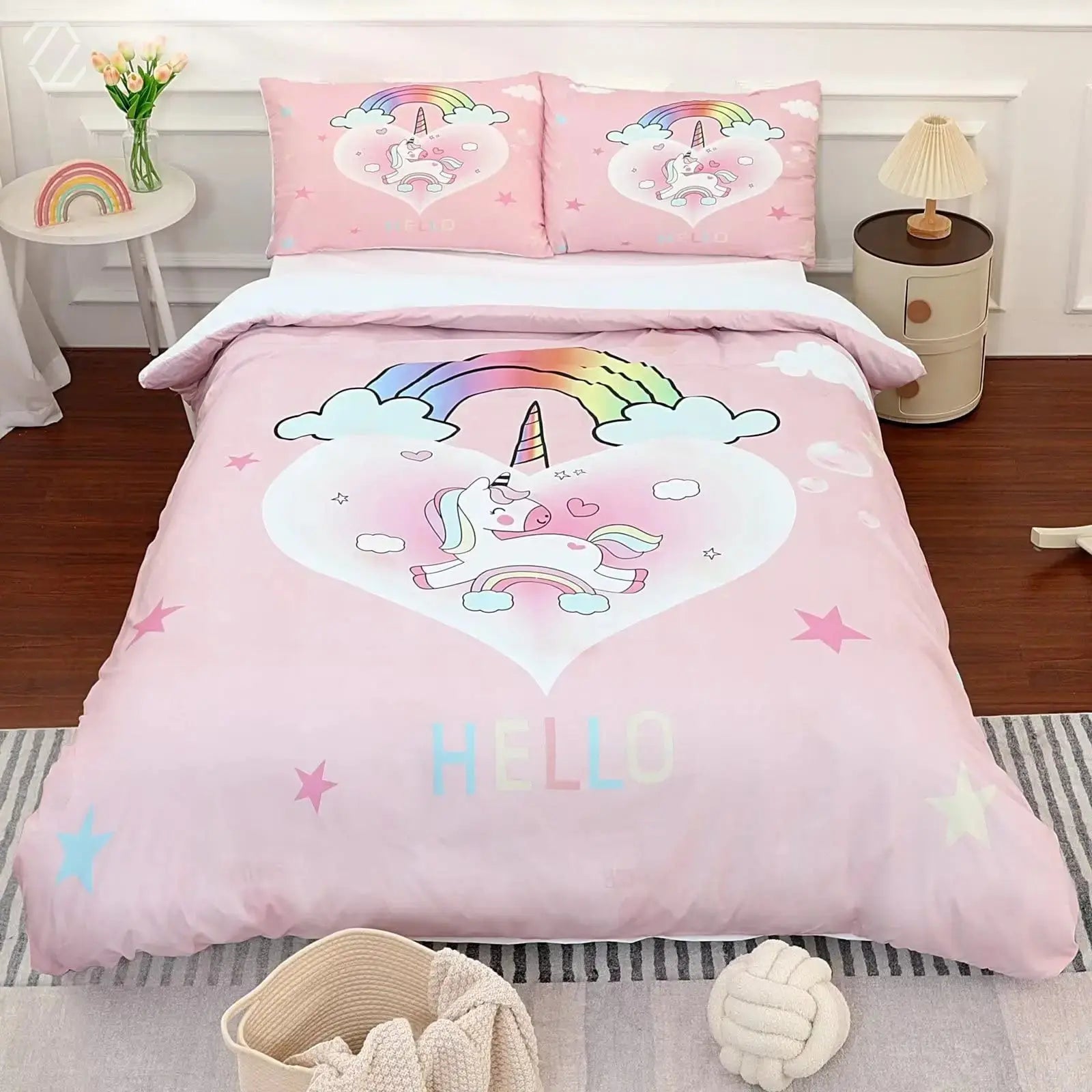 Kids Unicorn Heart Duvet Cover My Store