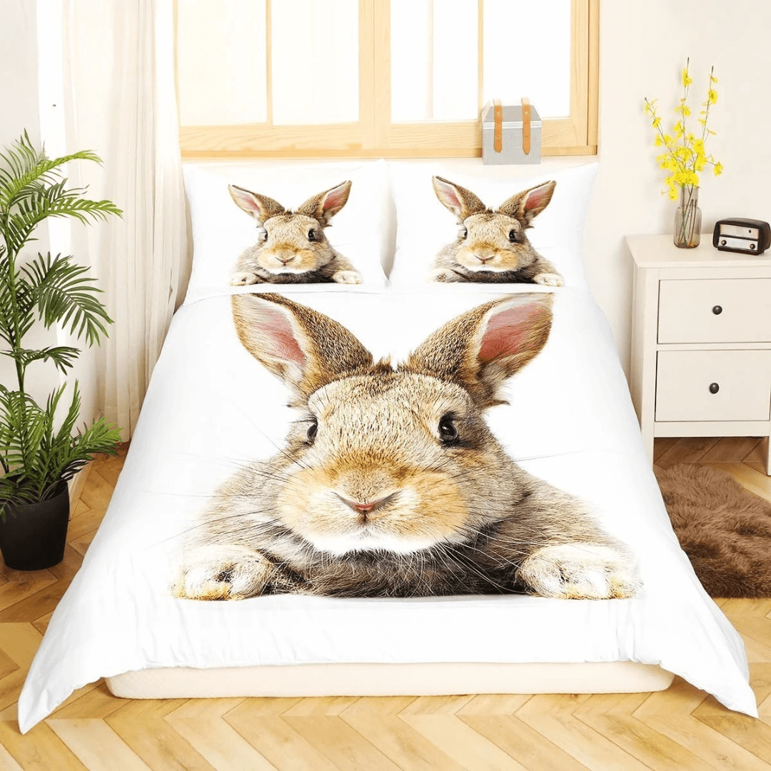 White bunny rabbit animal design quilt cover for girls