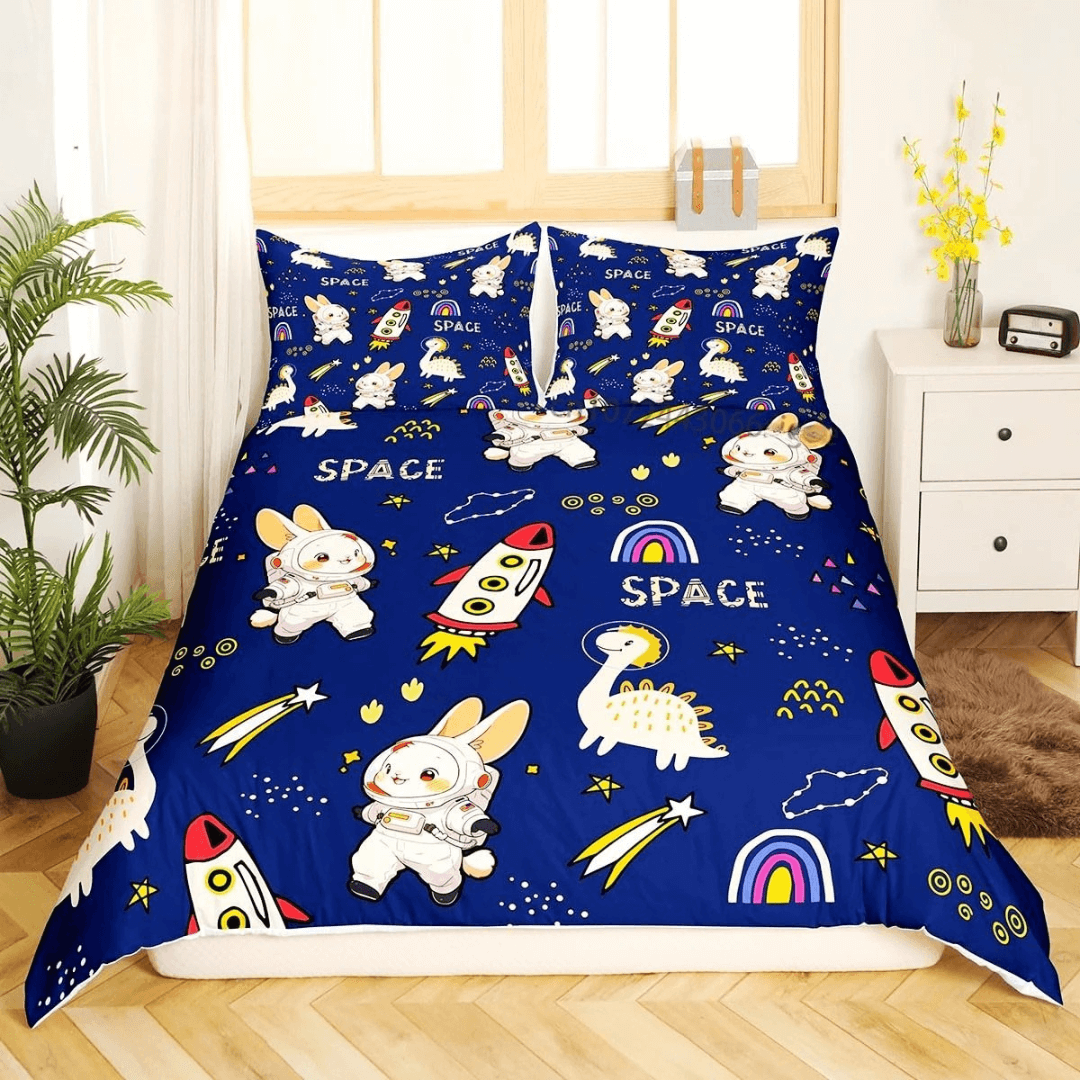 Adorable bunny rabbit quilt cover twin size bedding