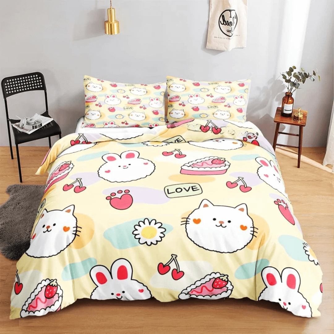 Bunny rabbit animal quilt cover set for children’s beds