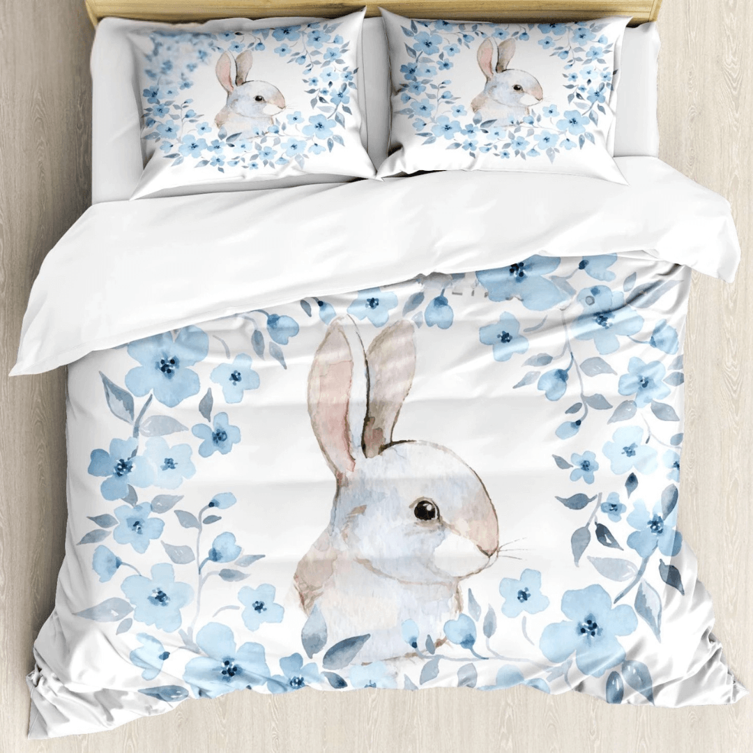Cute bunny rabbit quilt cover bedding set for girls