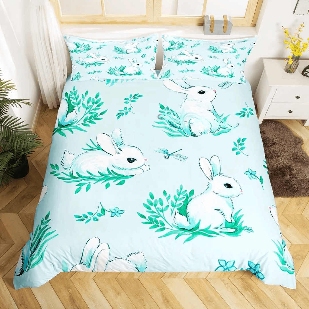 Modern bunny rabbit quilt cover bedding for kids room
