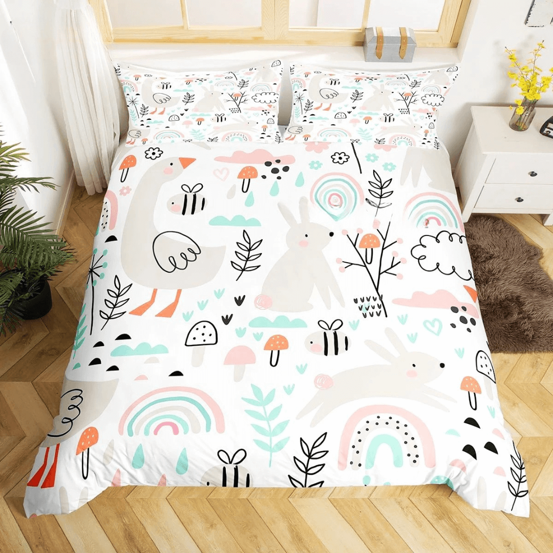 Cozy bunny rabbit quilt cover children’s bedding set