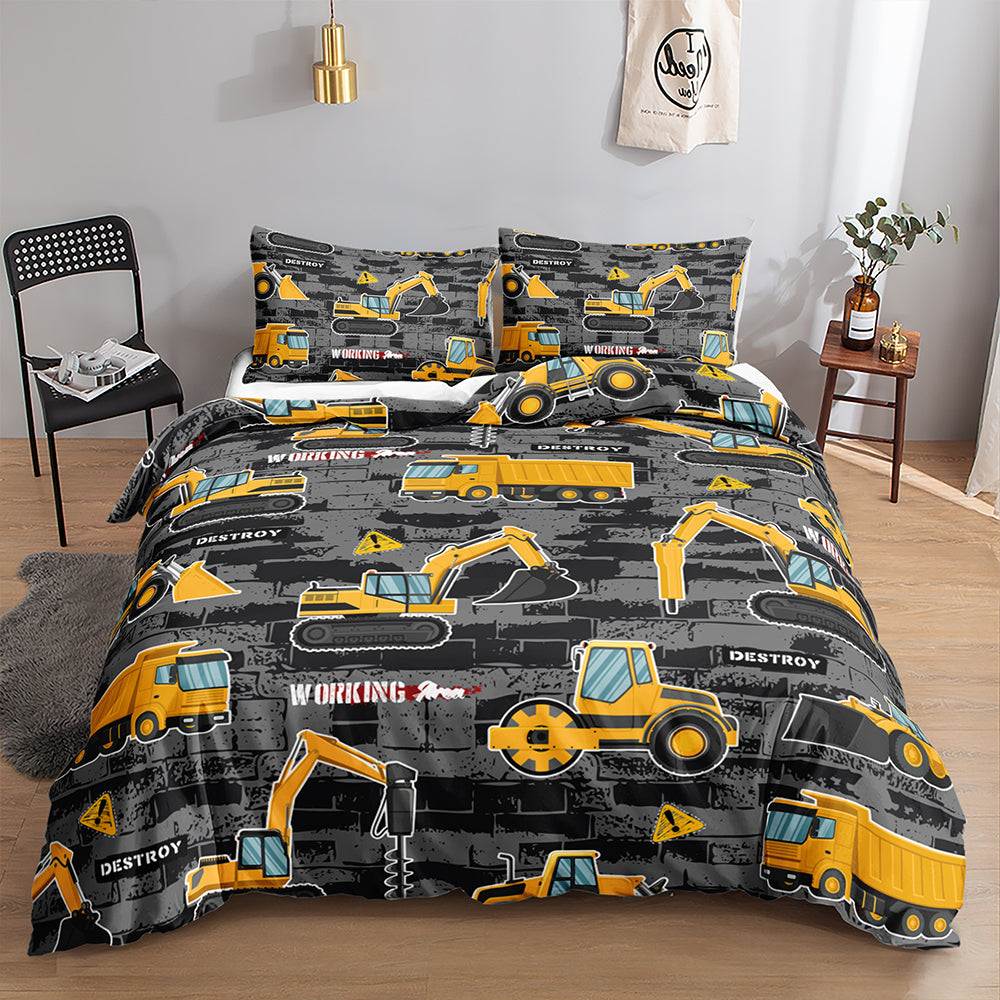 kids construction truck doona cover