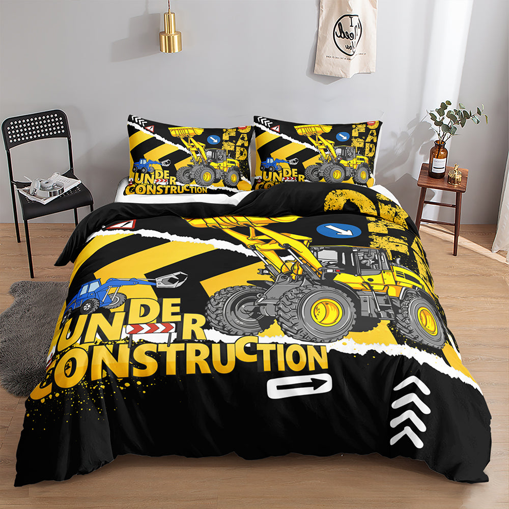 construction truck bedding set for kids